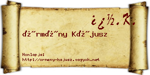 Örmény Kájusz névjegykártya